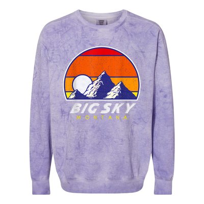 Big Sky Montana USA Ski Resort 1980s Retro Collection Colorblast Crewneck Sweatshirt