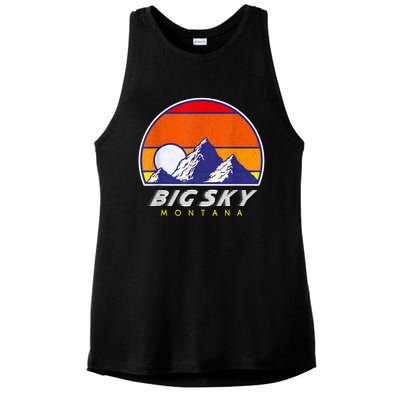 Big Sky Montana USA Ski Resort 1980s Retro Collection Ladies PosiCharge Tri-Blend Wicking Tank