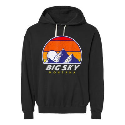 Big Sky Montana USA Ski Resort 1980s Retro Collection Garment-Dyed Fleece Hoodie