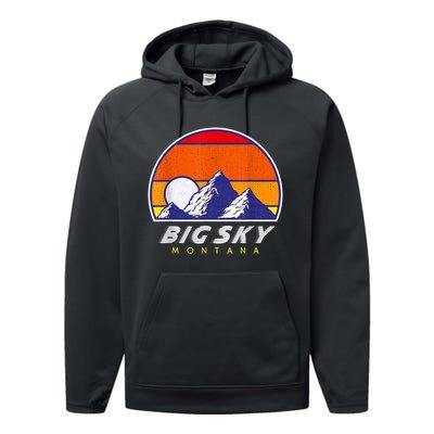 Big Sky Montana USA Ski Resort 1980s Retro Collection Performance Fleece Hoodie