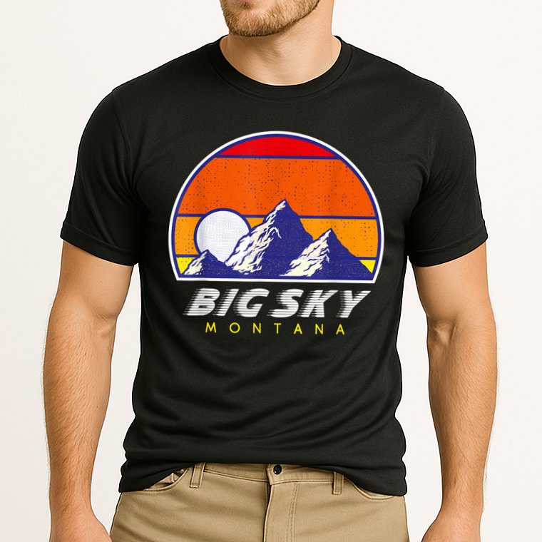 Big Sky Montana USA Ski Resort 1980s Retro Collection Cooling Performance Crew T-Shirt
