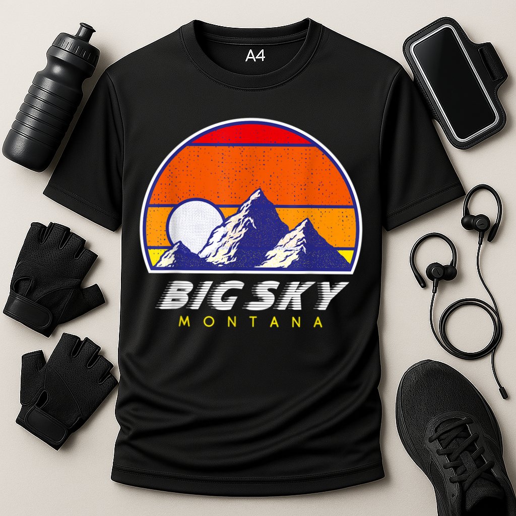 Big Sky Montana USA Ski Resort 1980s Retro Collection Cooling Performance Crew T-Shirt