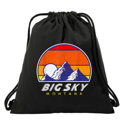 Big Sky Montana USA Ski Resort 1980s Retro Collection Drawstring Bag