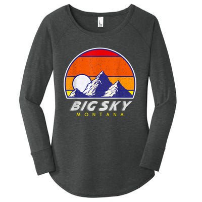 Big Sky Montana USA Ski Resort 1980s Retro Collection Women's Perfect Tri Tunic Long Sleeve Shirt