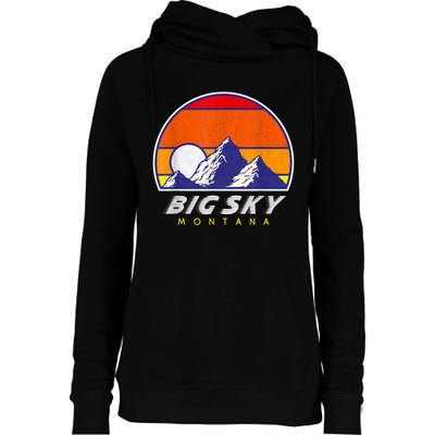 Big Sky Montana USA Ski Resort 1980s Retro Collection Womens Funnel Neck Pullover Hood