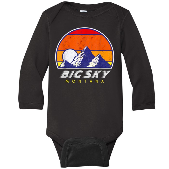 Big Sky Montana USA Ski Resort 1980s Retro Collection Baby Long Sleeve Bodysuit