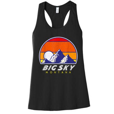 Big Sky Montana USA Ski Resort 1980s Retro Collection Women's Racerback Tank