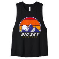 Big Sky Montana USA Ski Resort 1980s Retro Collection Women's Racerback Cropped Tank