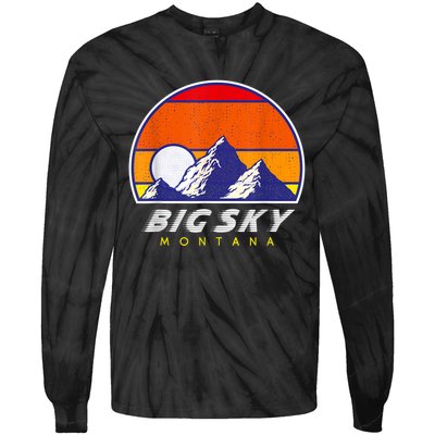 Big Sky Montana USA Ski Resort 1980s Retro Collection Tie-Dye Long Sleeve Shirt