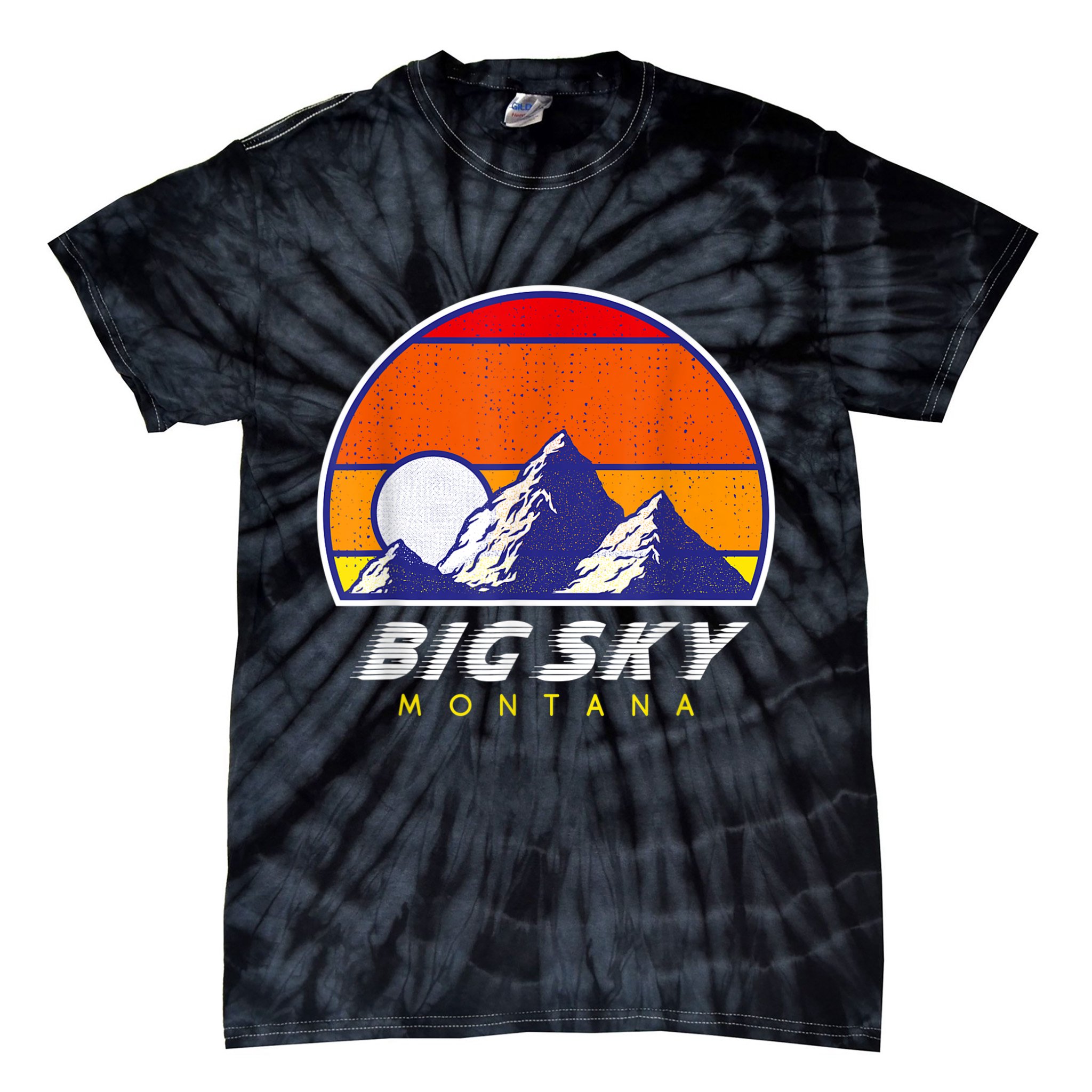 Big Sky Montana USA Ski Resort 1980s Retro Collection Tie-Dye T-Shirt