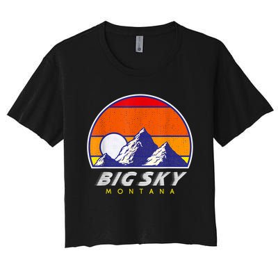 Big Sky Montana USA Ski Resort 1980s Retro Collection Women's Crop Top Tee