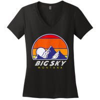 Big Sky Montana USA Ski Resort 1980s Retro Collection Women's V-Neck T-Shirt