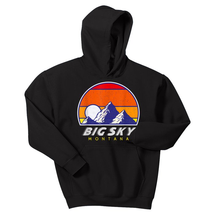 Big Sky Montana USA Ski Resort 1980s Retro Collection Kids Hoodie