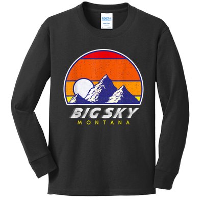 Big Sky Montana USA Ski Resort 1980s Retro Collection Kids Long Sleeve Shirt