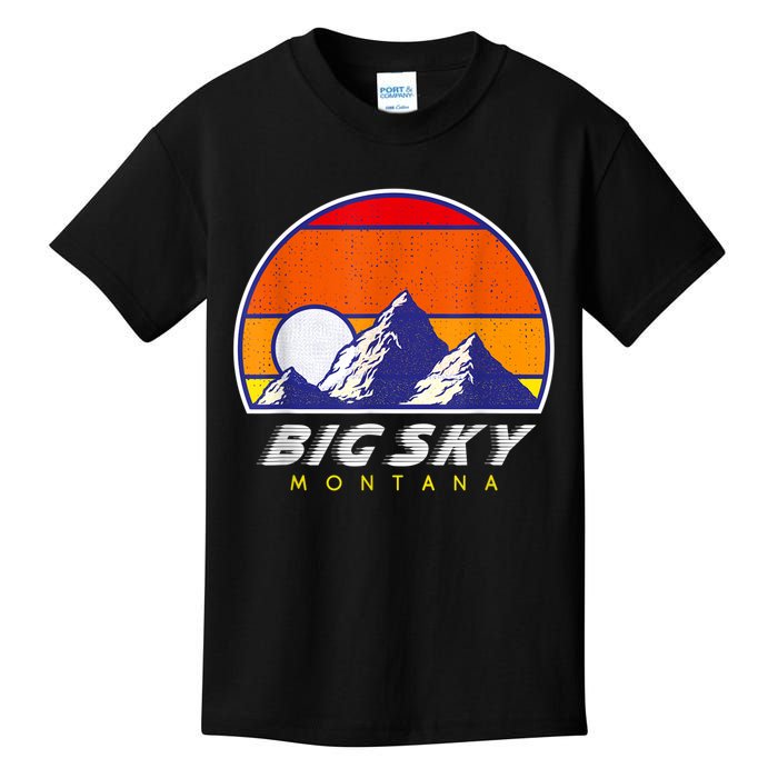 Big Sky Montana USA Ski Resort 1980s Retro Collection Kids T-Shirt