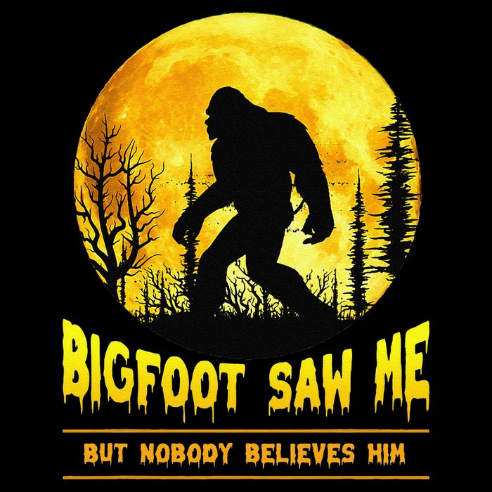 Bigfoot Saw Me Nobody Believes Him Funny Halloween Costume Flatbill Hat