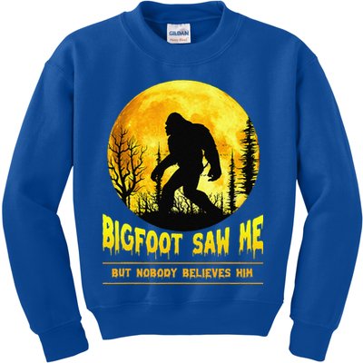 Bigfoot Saw Me Nobody Believes Him Funny Halloween Costume Kids Sweatshirt