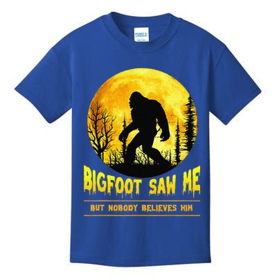 Bigfoot Saw Me Nobody Believes Him Funny Halloween Costume Kids T-Shirt
