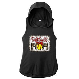 Bleached Softball Mom Leopard Baseball Mom Women Mothers Day Ladies PosiCharge Tri-Blend Wicking Draft Hoodie Tank