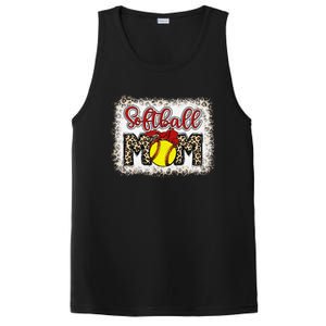 Bleached Softball Mom Leopard Baseball Mom Women Mothers Day PosiCharge Competitor Tank