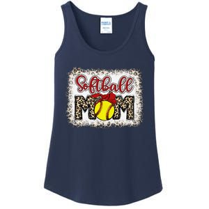 Bleached Softball Mom Leopard Baseball Mom Women Mothers Day Ladies Essential Tank