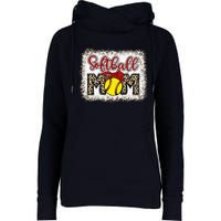 Bleached Softball Mom Leopard Baseball Mom Women Mothers Day Womens Funnel Neck Pullover Hood