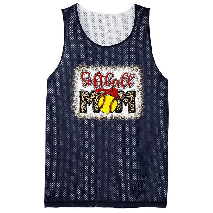 Bleached Softball Mom Leopard Baseball Mom Women Mothers Day Mesh Reversible Basketball Jersey Tank