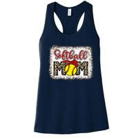 Bleached Softball Mom Leopard Baseball Mom Women Mothers Day Women's Racerback Tank