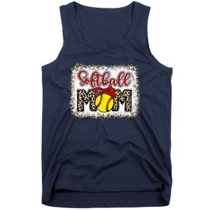 Bleached Softball Mom Leopard Baseball Mom Women Mothers Day Tank Top