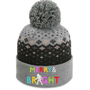 Bigfoot Sasquatch Merry And Bright Christmas Lights Gift The Baniff Cuffed Pom Beanie