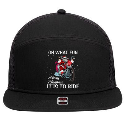 Biker Santa Motorcycle Fan Merry Christmas Xmas Holidays 7 Panel Mesh Trucker Snapback Hat