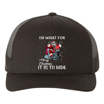 Biker Santa Motorcycle Fan Merry Christmas Xmas Holidays Yupoong Adult 5-Panel Trucker Hat