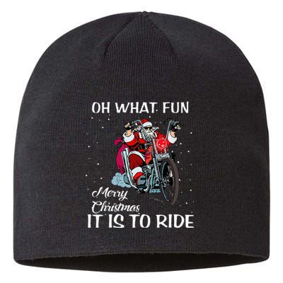 Biker Santa Motorcycle Fan Merry Christmas Xmas Holidays Sustainable Beanie