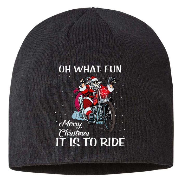 Biker Santa Motorcycle Fan Merry Christmas Xmas Holidays Sustainable Beanie