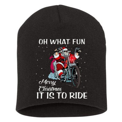 Biker Santa Motorcycle Fan Merry Christmas Xmas Holidays Short Acrylic Beanie