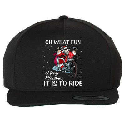 Biker Santa Motorcycle Fan Merry Christmas Xmas Holidays Wool Snapback Cap