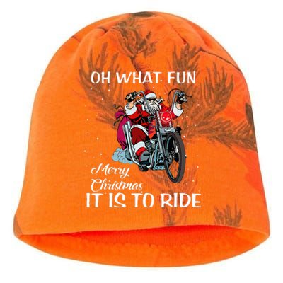 Biker Santa Motorcycle Fan Merry Christmas Xmas Holidays Kati - Camo Knit Beanie