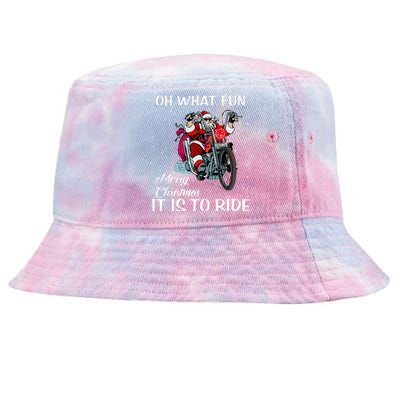 Biker Santa Motorcycle Fan Merry Christmas Xmas Holidays Tie-Dyed Bucket Hat