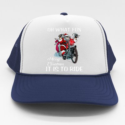 Biker Santa Motorcycle Fan Merry Christmas Xmas Holidays Trucker Hat