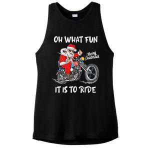 Biker Santa Motorcycle Fan Merry Christmas Xmas Holidays Ladies PosiCharge Tri-Blend Wicking Tank