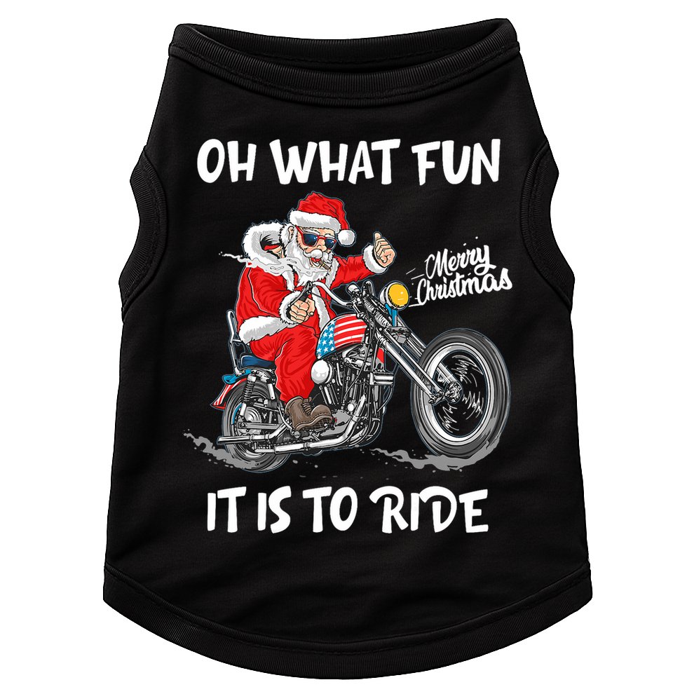 Biker Santa Motorcycle Fan Merry Christmas Xmas Holidays Doggie Tank