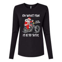 Biker Santa Motorcycle Fan Merry Christmas Xmas Holidays Womens Cotton Relaxed Long Sleeve T-Shirt