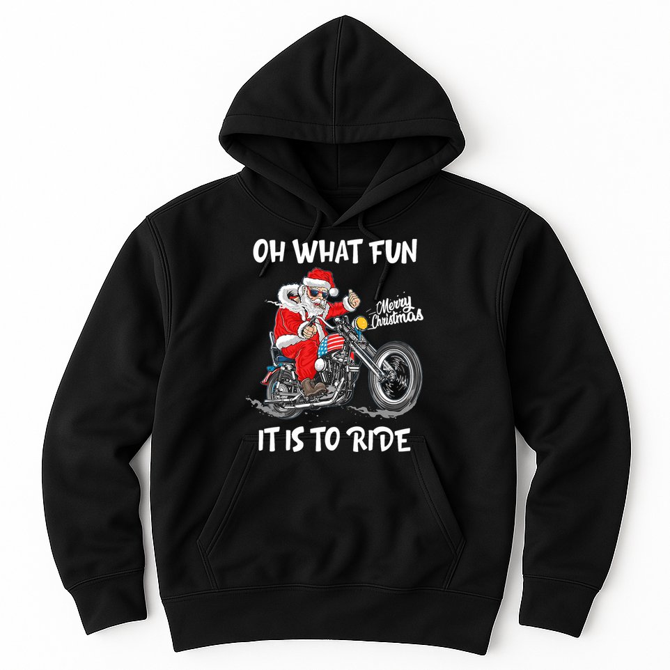 Biker Santa Motorcycle Fan Merry Christmas Xmas Holidays Hoodie