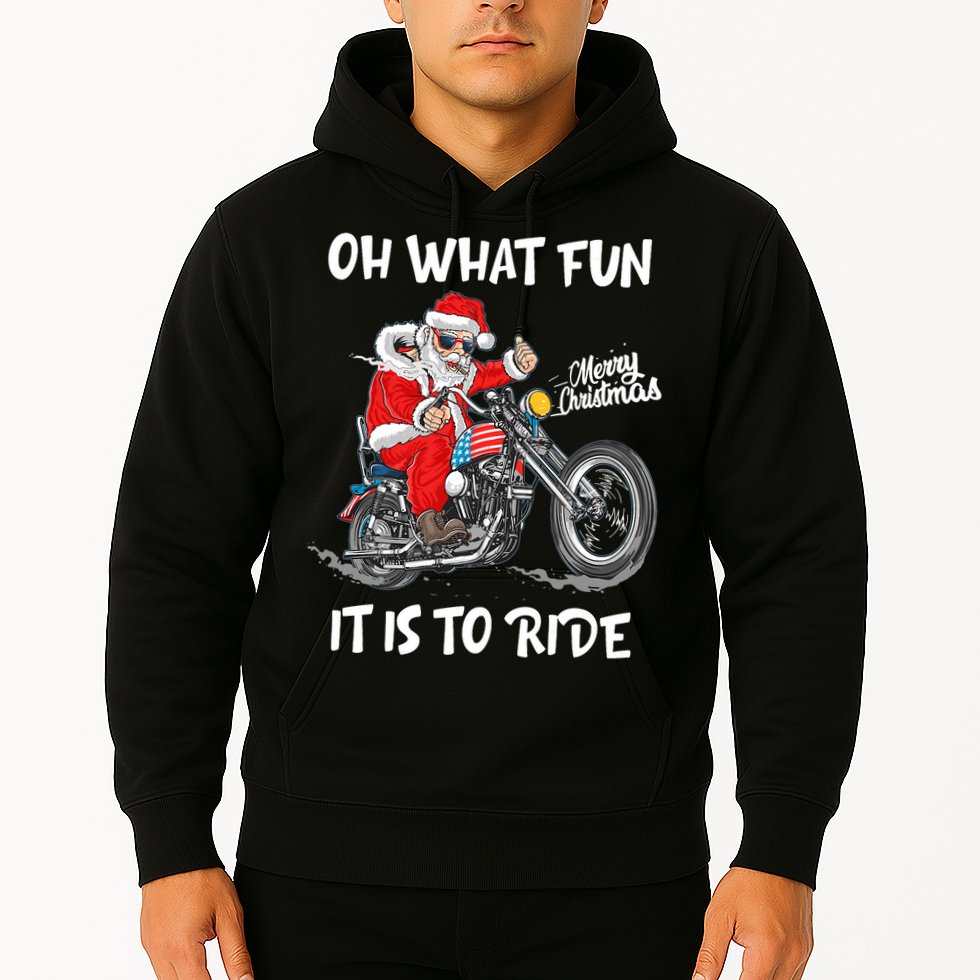 Biker Santa Motorcycle Fan Merry Christmas Xmas Holidays Hoodie