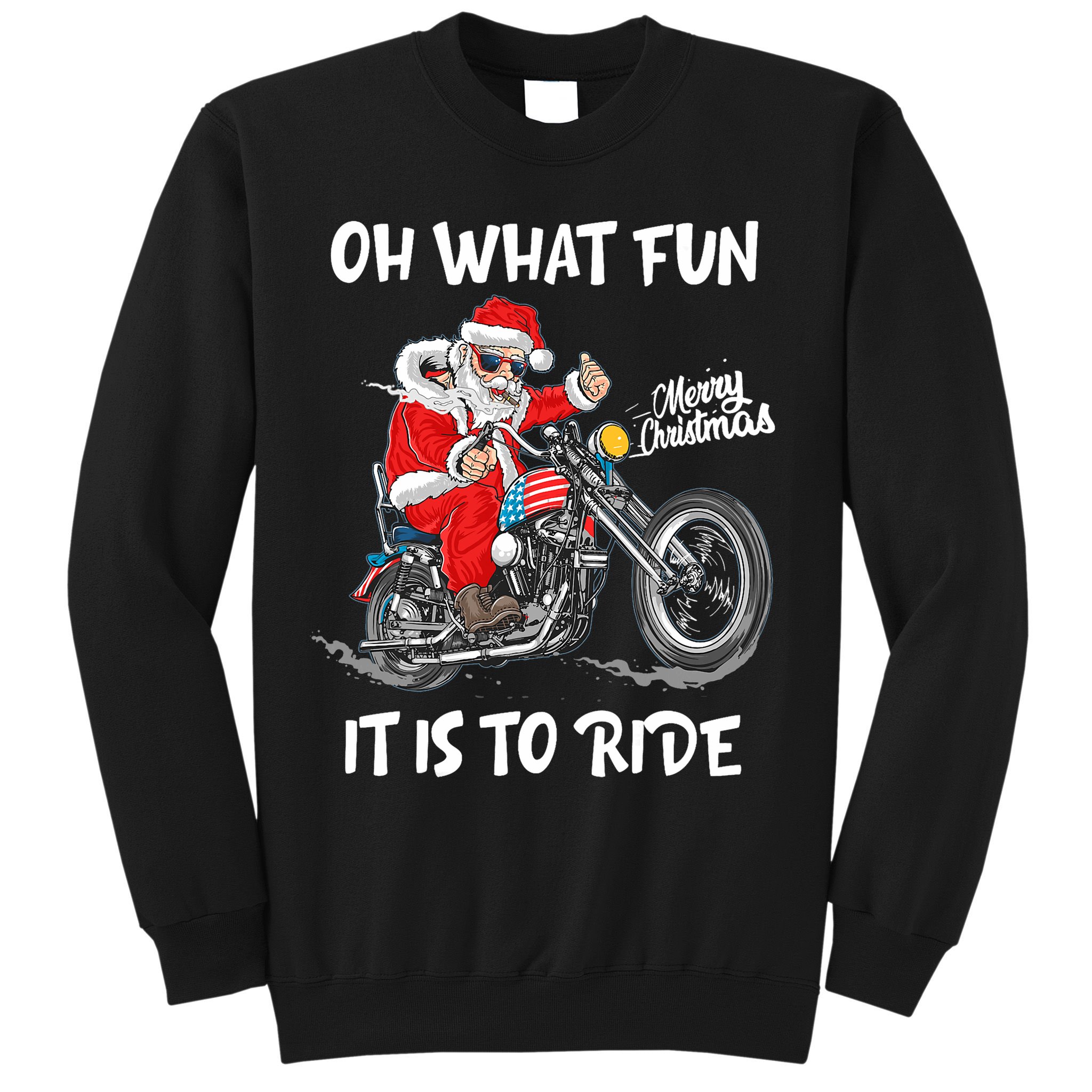 Biker Santa Motorcycle Fan Merry Christmas Xmas Holidays Sweatshirt