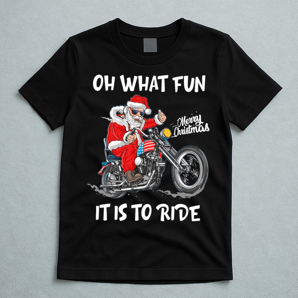 Biker Santa Motorcycle Fan Merry Christmas Xmas Holidays T-Shirt