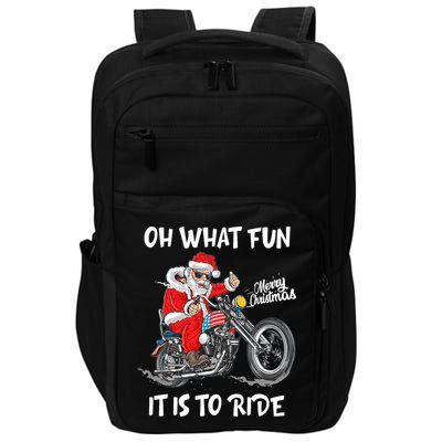 Biker Santa Motorcycle Fan Merry Christmas Xmas Holidays Impact Tech Backpack
