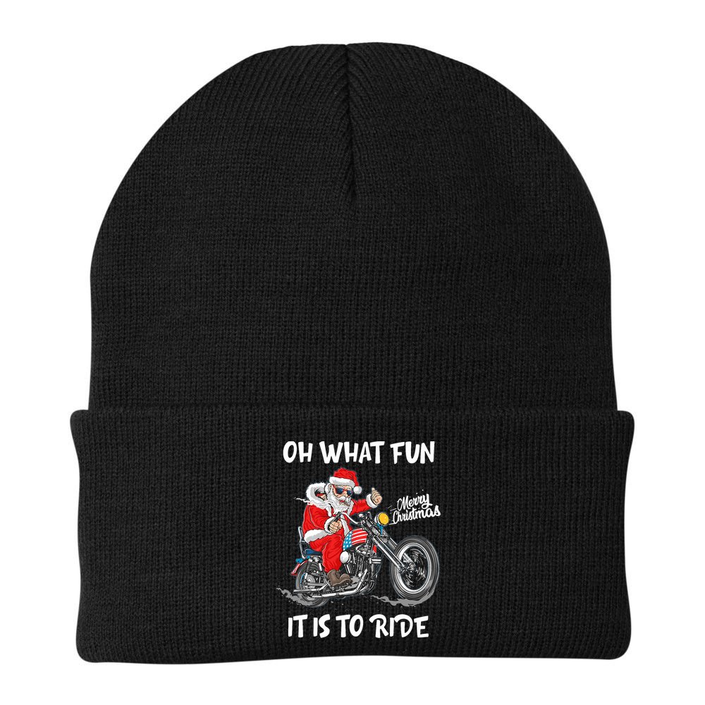 Biker Santa Motorcycle Fan Merry Christmas Xmas Holidays Beanie