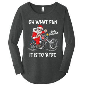 Biker Santa Motorcycle Fan Merry Christmas Xmas Holidays Women's Perfect Tri Tunic Long Sleeve Shirt