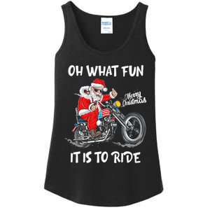 Biker Santa Motorcycle Fan Merry Christmas Xmas Holidays Ladies Essential Tank